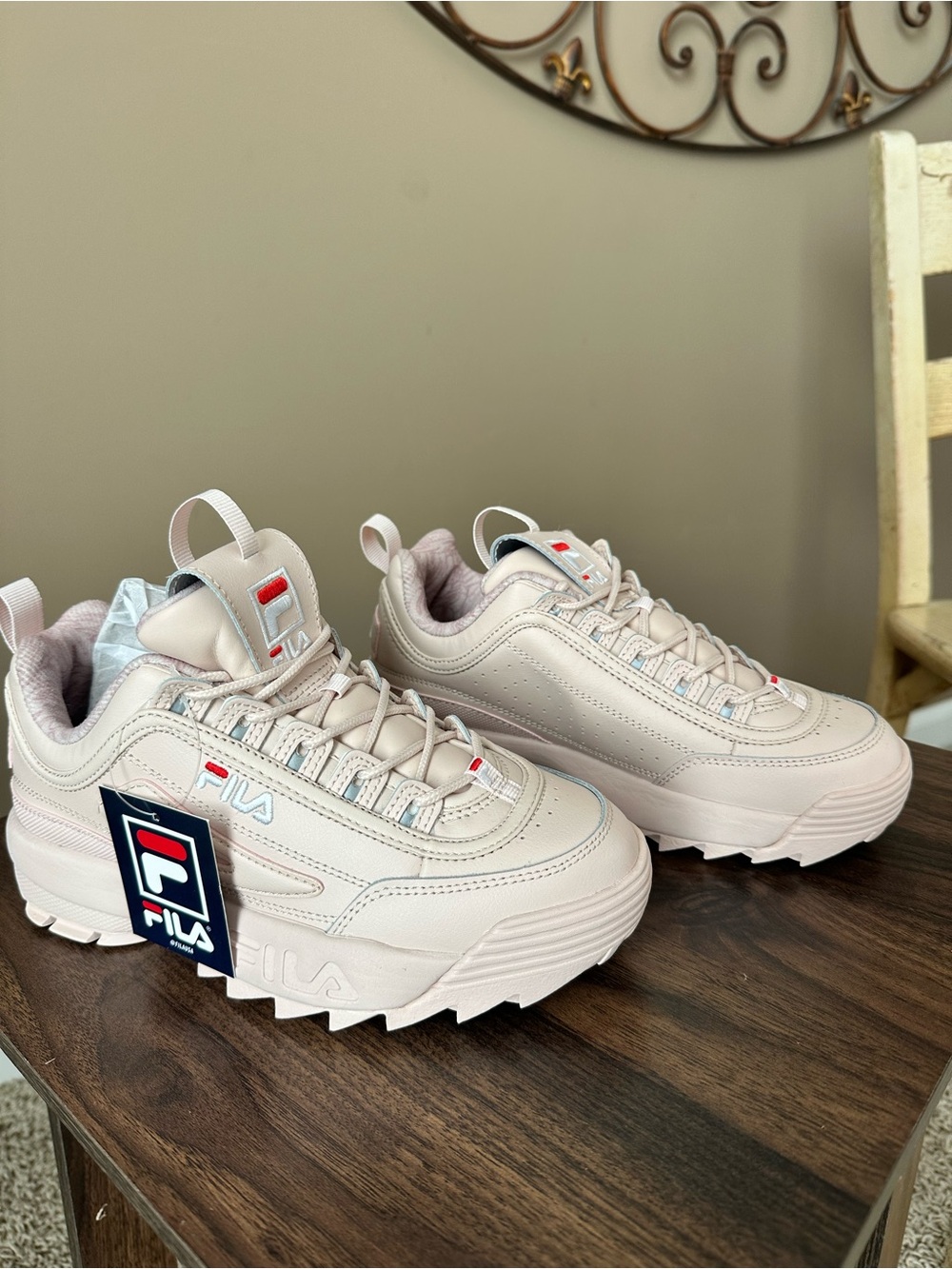 FILA Women's Chunky Platform Sneakers in Light Pink Beige